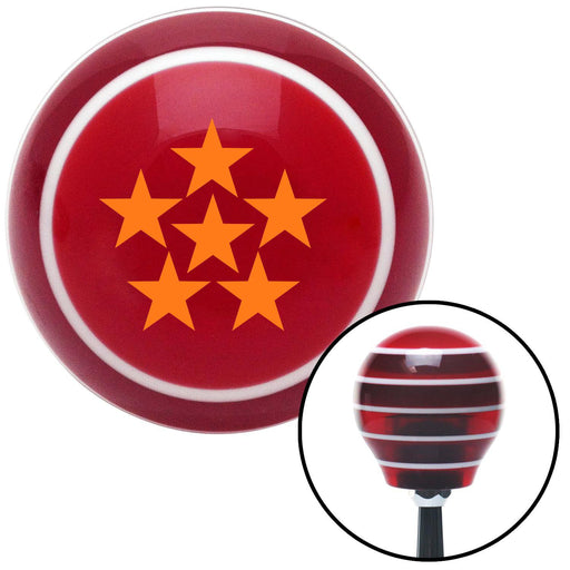 Orange 6 Star Formation Red Stripe Shift Knob with M16 x 15 Insert