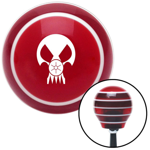 White Skull Gas Mask Red Stripe Shift Knob with M16 x 15 Insert