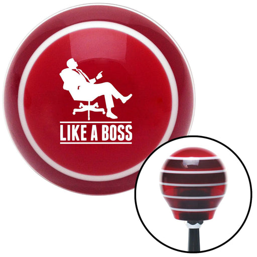 White Like A Boss Red Stripe Shift Knob with M16 x 15 Insert