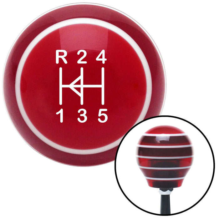 White Shift Pattern 46n Red Stripe Shift Knob with M16 x 15 Insert