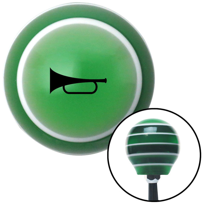 Black Automotive Horn Green Stripe Shift Knob with M16 x 15 Insert