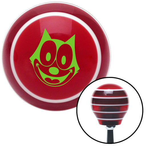 Green Felix The Cat Smiling Red Stripe Shift Knob with M16 x 15 Insert