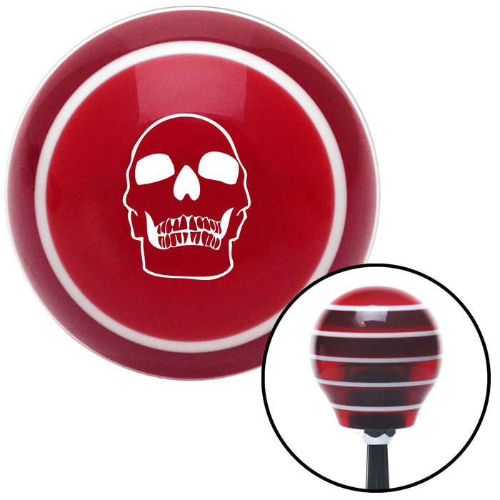 White Skull Red Stripe Shift Knob with M16 x 15 Insert