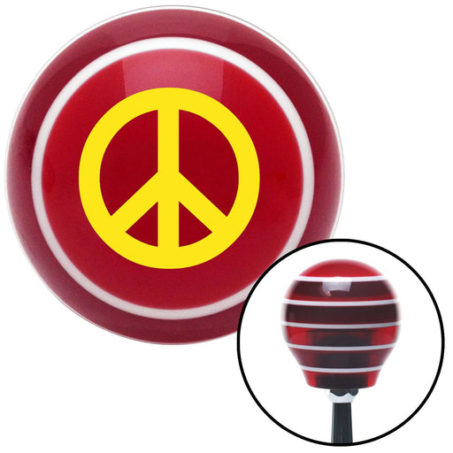 Yellow Peace Sign Red Stripe Shift Knob with M16 x 15 Insert