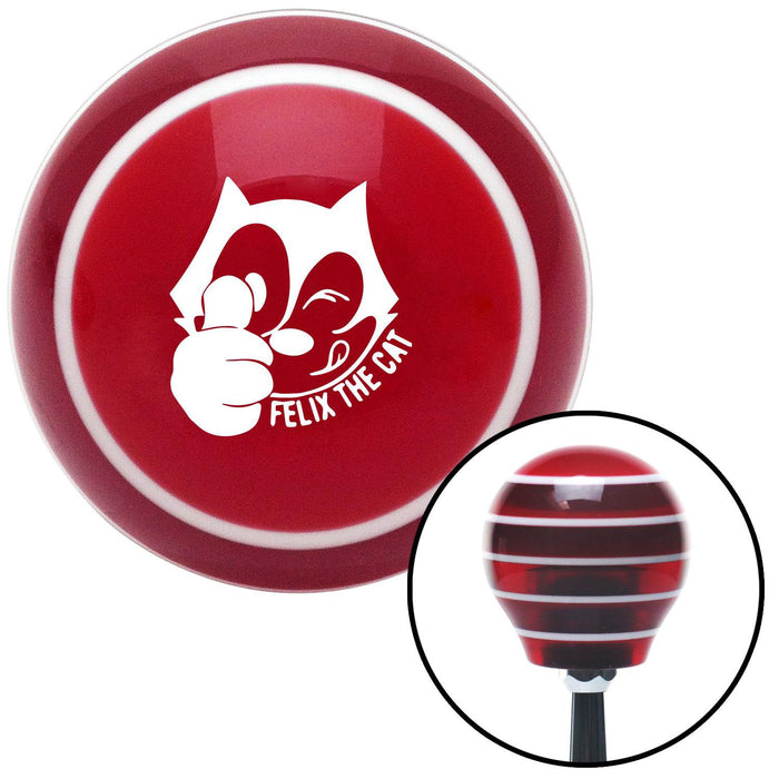 White Felix The Cat Thumbs Up Red Stripe Shift Knob with M16 x 15 Insert