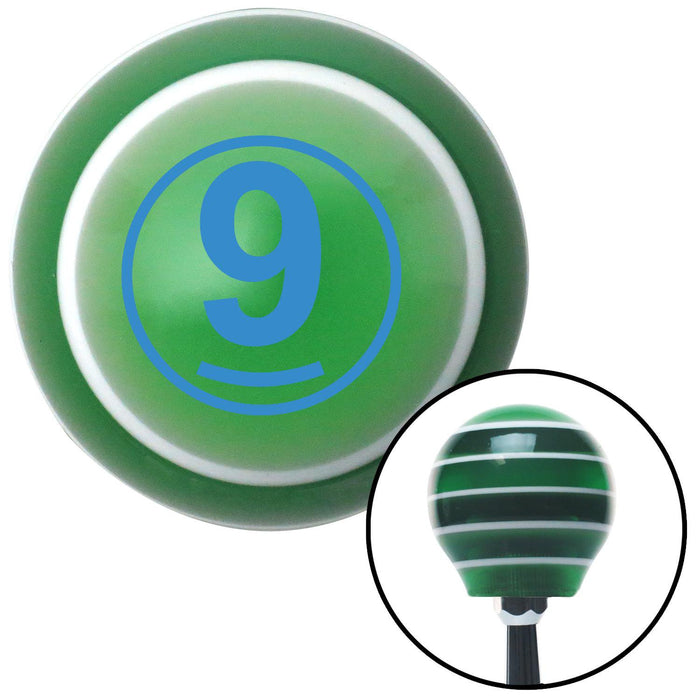 Blue Ball 9 Green Stripe Shift Knob with M16 x 15 Insert