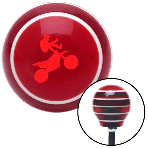 Red Motocross Rider Red Stripe Shift Knob with M16 x 15 Insert