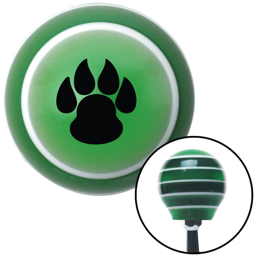 Black Pawprint Sharp Green Stripe Shift Knob with M16 x 15 Insert