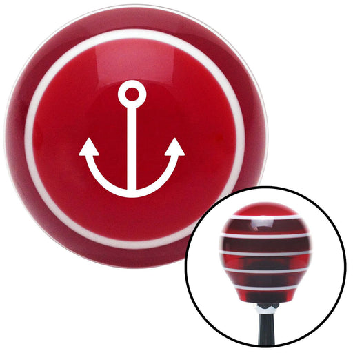 White Marine Anchor Red Stripe Shift Knob with M16 x 15 Insert