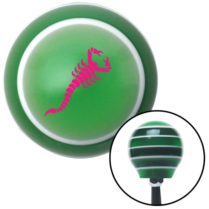 Pink Small Scorpion Green Stripe Shift Knob with M16 x 15 Insert