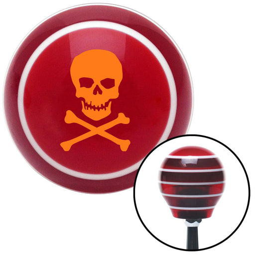 Orange Skull and Bones Red Stripe Shift Knob with M16 x 15 Insert