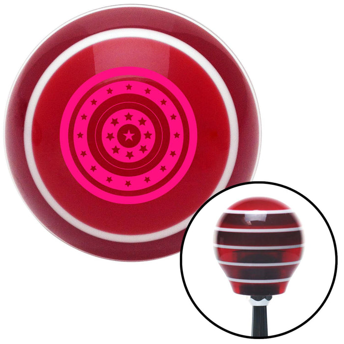 Pink Stars in Circle Formation Red Stripe Shift Knob with M16 x 15 Insert