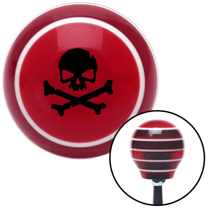 Black Skull 1 Red Stripe Shift Knob with M16 x 15 Insert