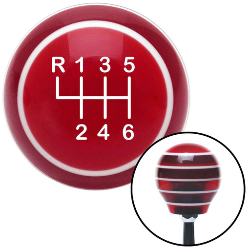 White Shift Pattern 25n Red Stripe Shift Knob with M16 x 15 Insert