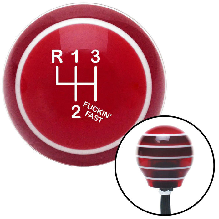 White Shift Pattern Fcking Fast Style 3n Red Stripe Shift Knob with M16 x 15 Insert