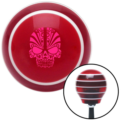 Pink Skull 5 Red Stripe Shift Knob with M16 x 15 Insert