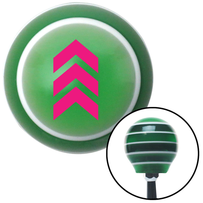 Pink Military Arrows Up Green Stripe Shift Knob with M16 x 15 Insert