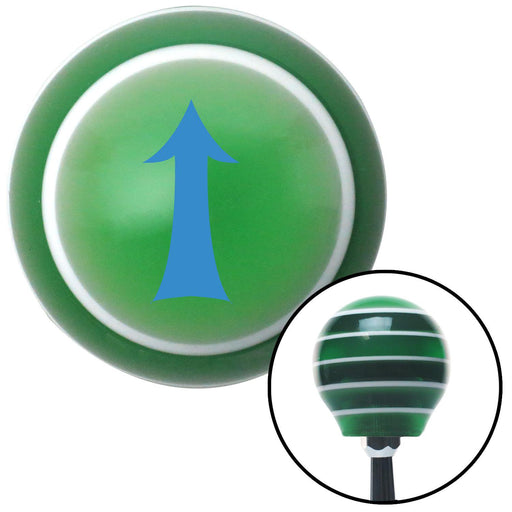 Blue Fancy Solid Directional Arrow Up Green Stripe Shift Knob with M16 x 15 Insert