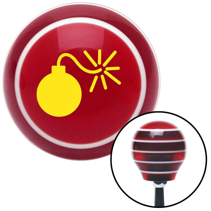 Yellow Bomb Red Stripe Shift Knob with M16 x 15 Insert