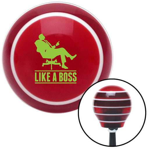 Green Like A Boss Red Stripe Shift Knob with M16 x 15 Insert