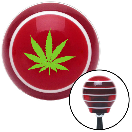 Green Marijuana Leaf Red Stripe Shift Knob with M16 x 15 Insert