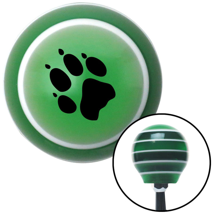 Black Paw Print  Green Stripe Shift Knob with M16 x 15 Insert