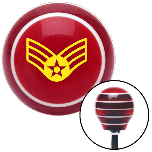 Yellow Senior Airman Red Stripe Shift Knob with M16 x 15 Insert