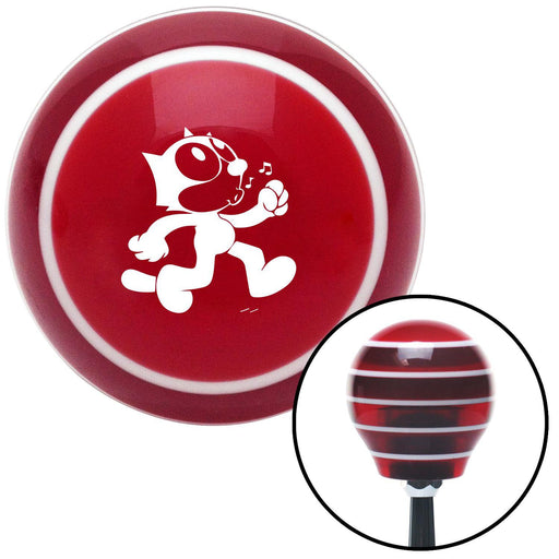 White Felix The Cat Whistling Red Stripe Shift Knob with M16 x 15 Insert