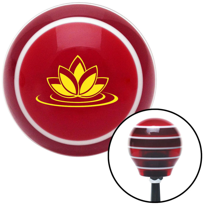 Yellow Flower on Lilypad Red Stripe Shift Knob with M16 x 15 Insert