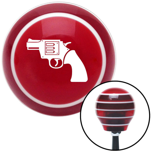 White Hand Gun Red Stripe Shift Knob with M16 x 15 Insert