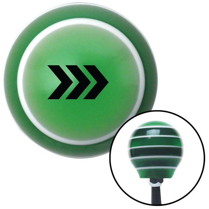 Black Military Arrows Right Green Stripe Shift Knob with M16 x 15 Insert