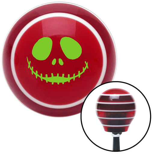 Green Jack O Lantern Face Red Stripe Shift Knob with M16 x 15 Insert