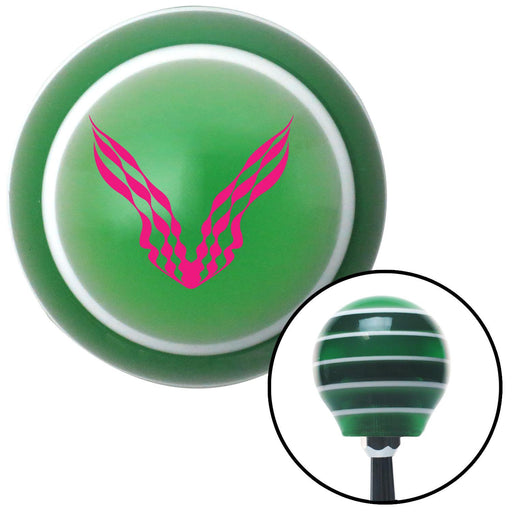 Pink Checkered Racing WIngs Green Stripe Shift Knob with M16 x 15 Insert