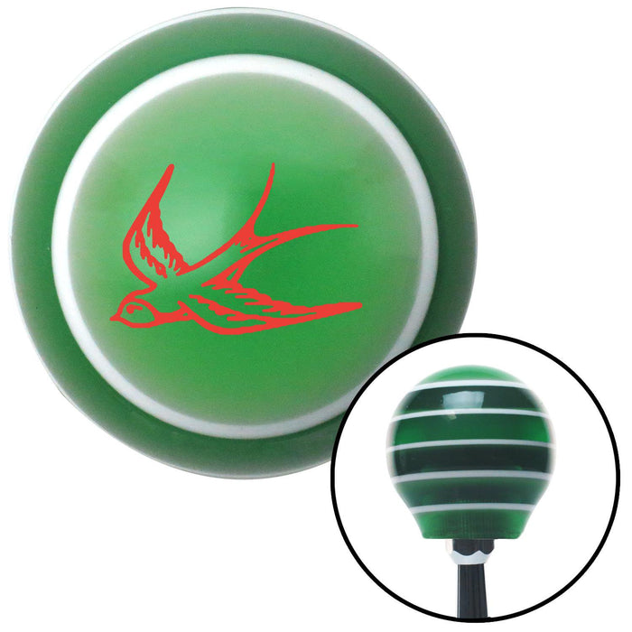 Red Swallow Green Stripe Shift Knob with M16 x 15 Insert