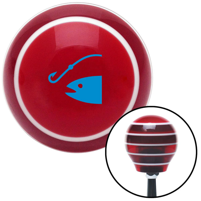 Blue Fish  Hook Red Stripe Shift Knob with M16 x 15 Insert