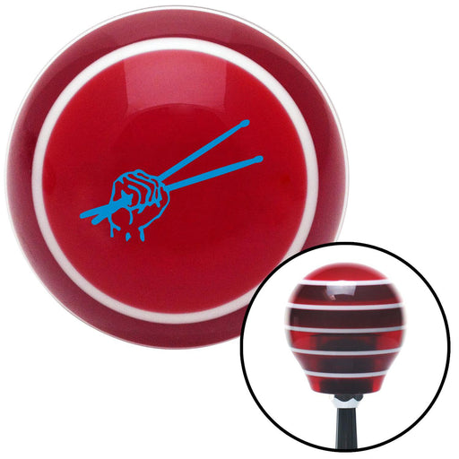 Blue Drumsticks Clenched Red Stripe Shift Knob with M16 x 15 Insert