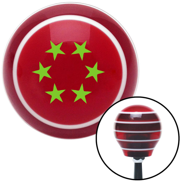 Green 5 Stars in Circle Red Stripe Shift Knob with M16 x 15 Insert