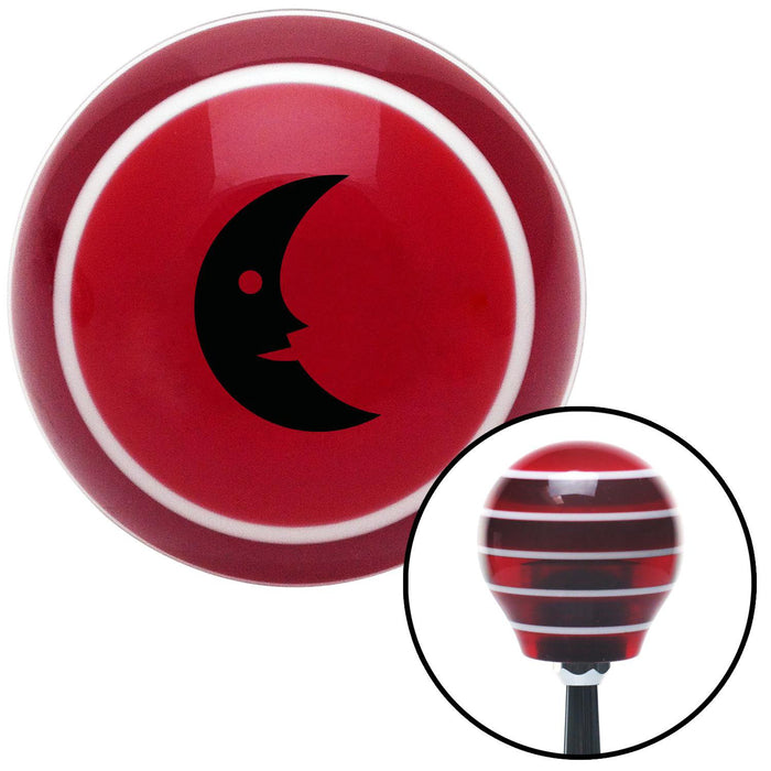 Black Crescent Moon Red Stripe Shift Knob with M16 x 15 Insert