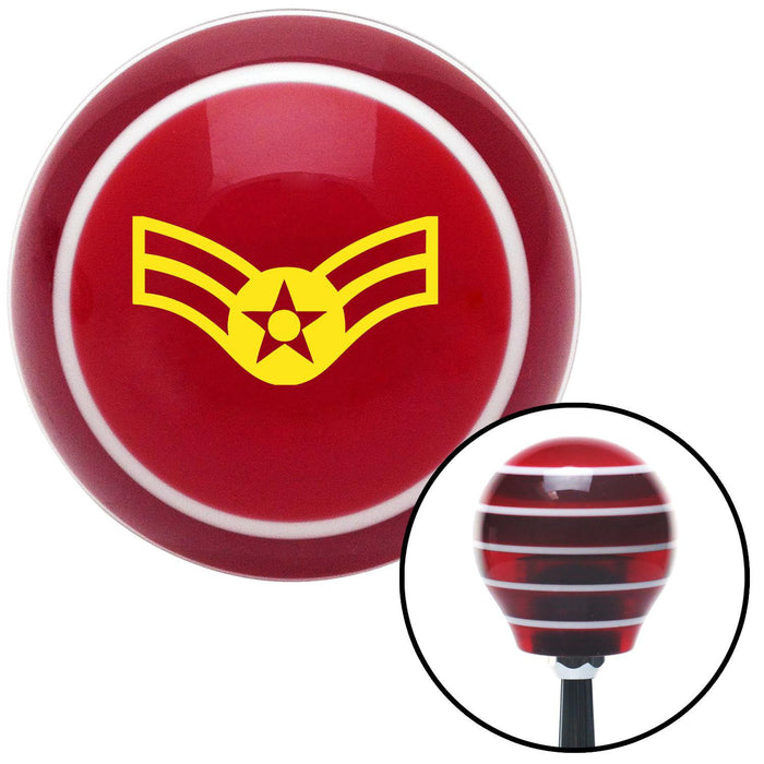 Yellow Airman First Class Red Stripe Shift Knob with M16 x 15 Insert