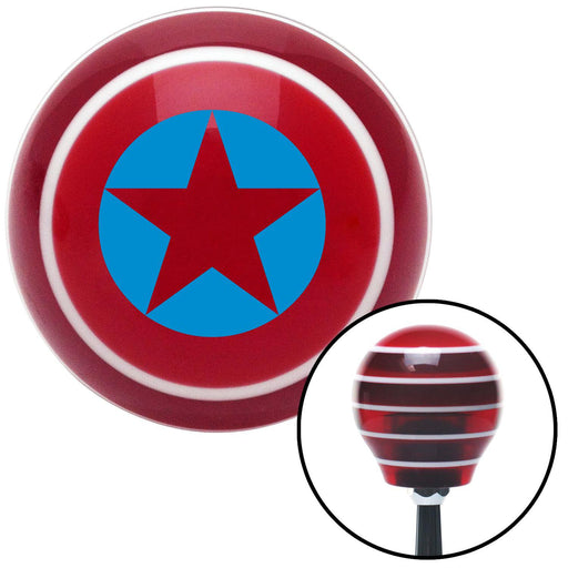 Blue Star in Circle Red Stripe Shift Knob with M16 x 15 Insert