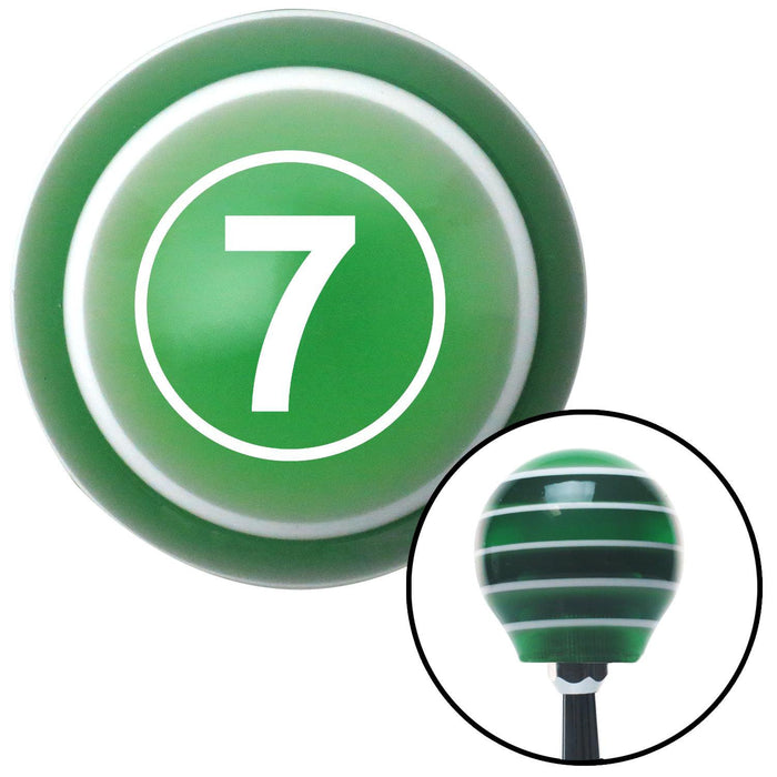 White Ball 7 Green Stripe Shift Knob with M16 x 15 Insert