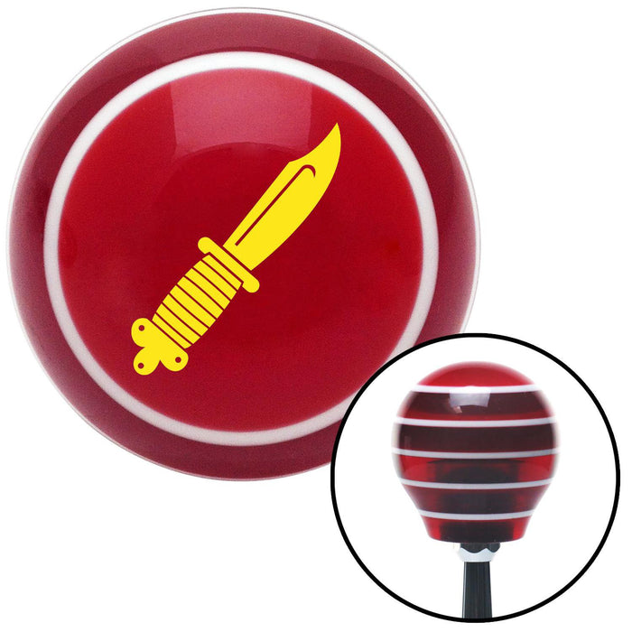 Yellow Hunting Knife Red Stripe Shift Knob with M16 x 15 Insert