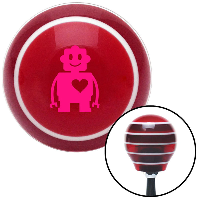 Pink Robot Love Red Stripe Shift Knob with M16 x 15 Insert