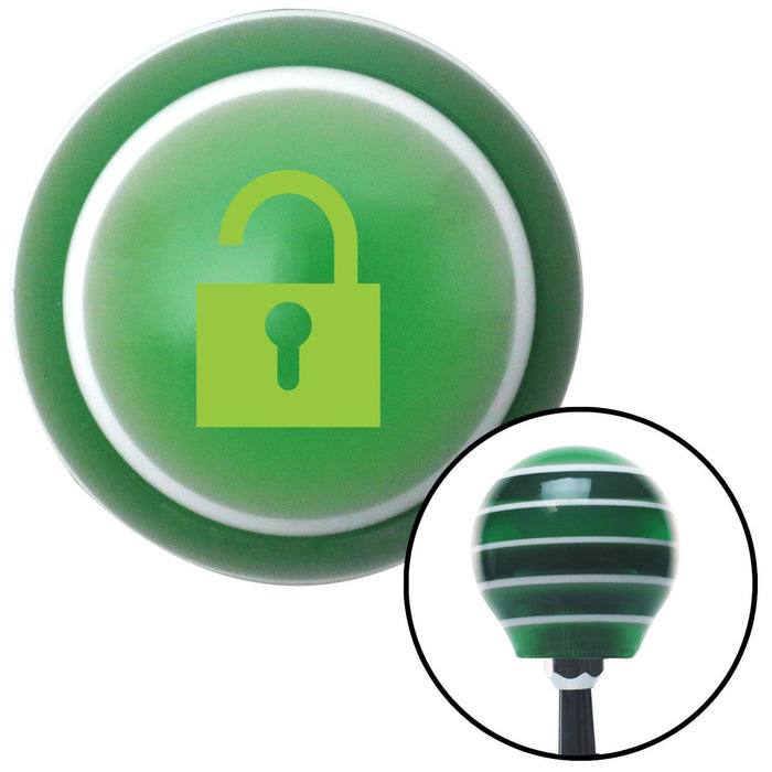 Green Unlocked Symbol Green Stripe Shift Knob with M16 x 15 Insert