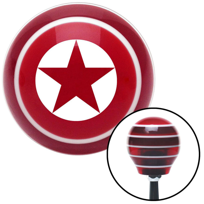 White Star in Circle Red Stripe Shift Knob with M16 x 15 Insert