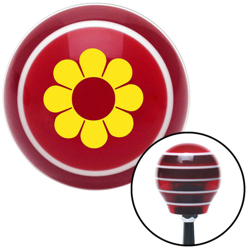 Yellow Flower Power Red Stripe Shift Knob with M16 x 15 Insert