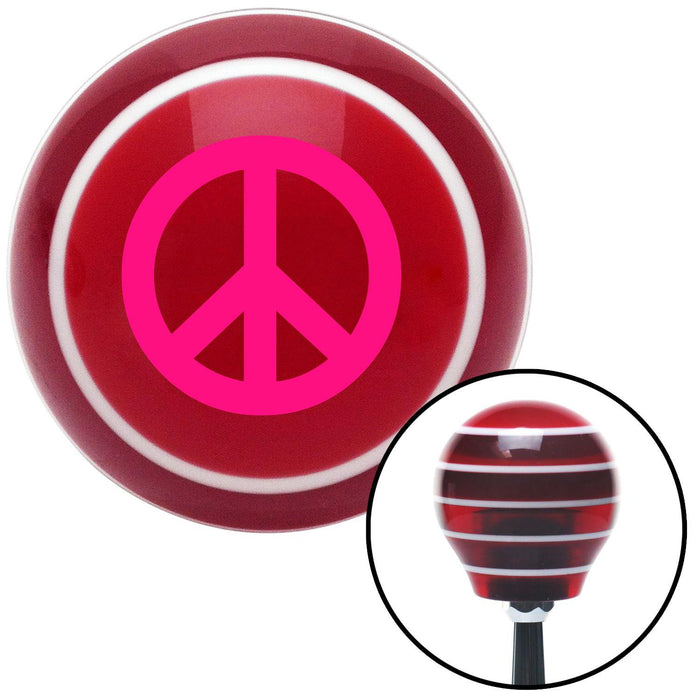 Pink Peace Sign Red Stripe Shift Knob with M16 x 15 Insert