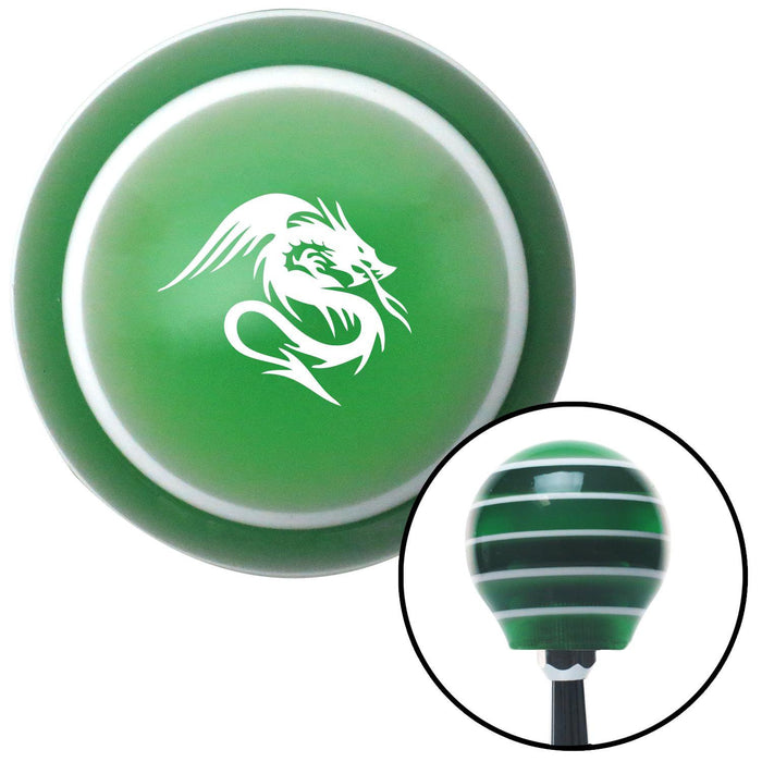 White Dragon Green Stripe Shift Knob with M16 x 15 Insert