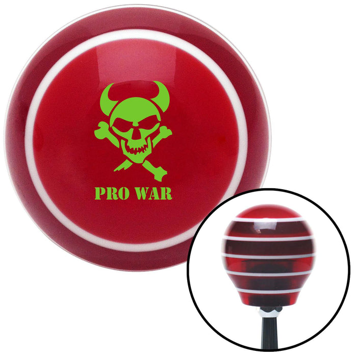 Green Skull 7 Red Stripe Shift Knob with M16 x 15 Insert