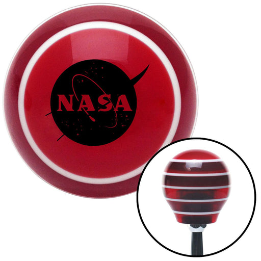 Black Nasa Logo Circle  Red Stripe Shift Knob with M16 x 15 Insert